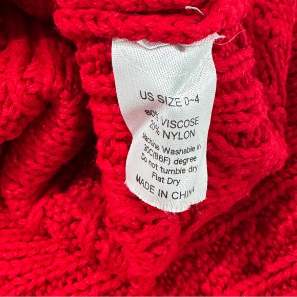 Red Long Cableknit Tunic Long Sweater - Picture 5 of 7